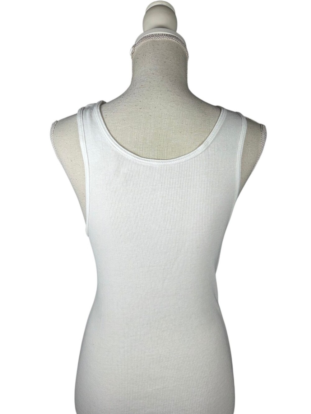 🔥4/$20 Gildan Ribbed Tank Top Mens Medium White -Long -Slim Fit -Tagless